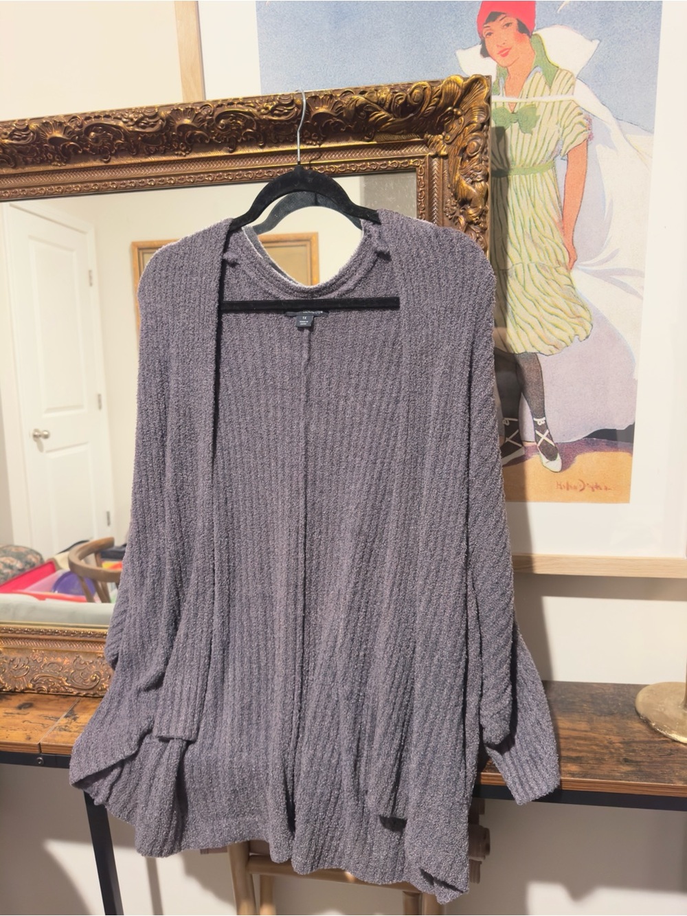Barefoot Dreams Lavender Gray Open-Front Cardigan